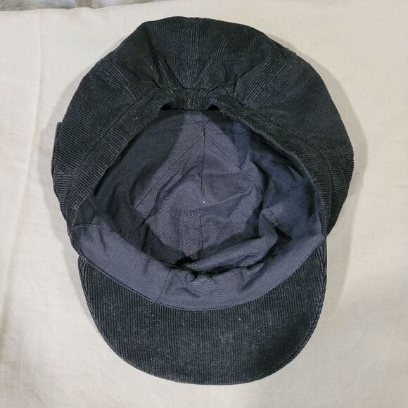 D & Y black corduroy beret rhinestone detail with mini pocket hat cap - Picture 3 of 8